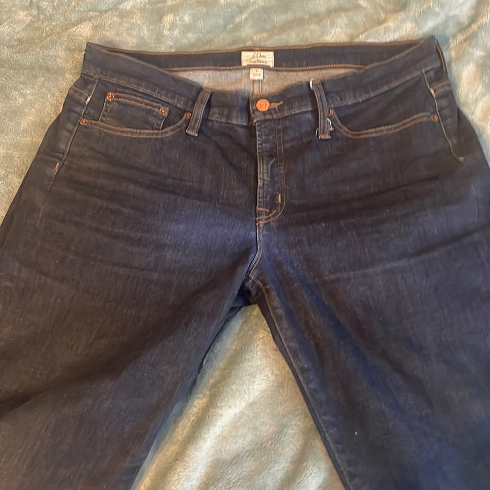 J.CREW 8" TOOTHPICK jeans SKINNY vista blue perfecting pockets 31 EUC